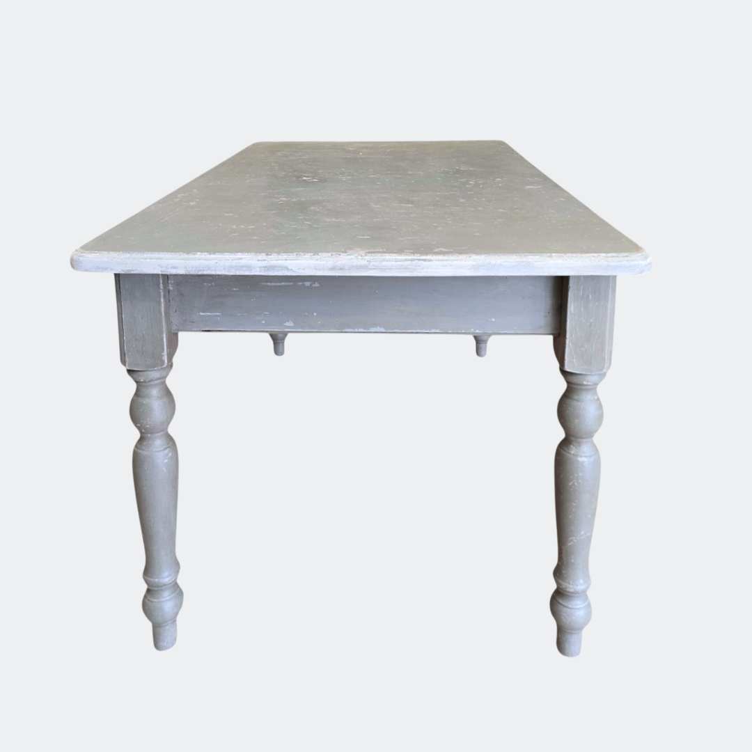 English Farmhouse Painted Grey Pine Table