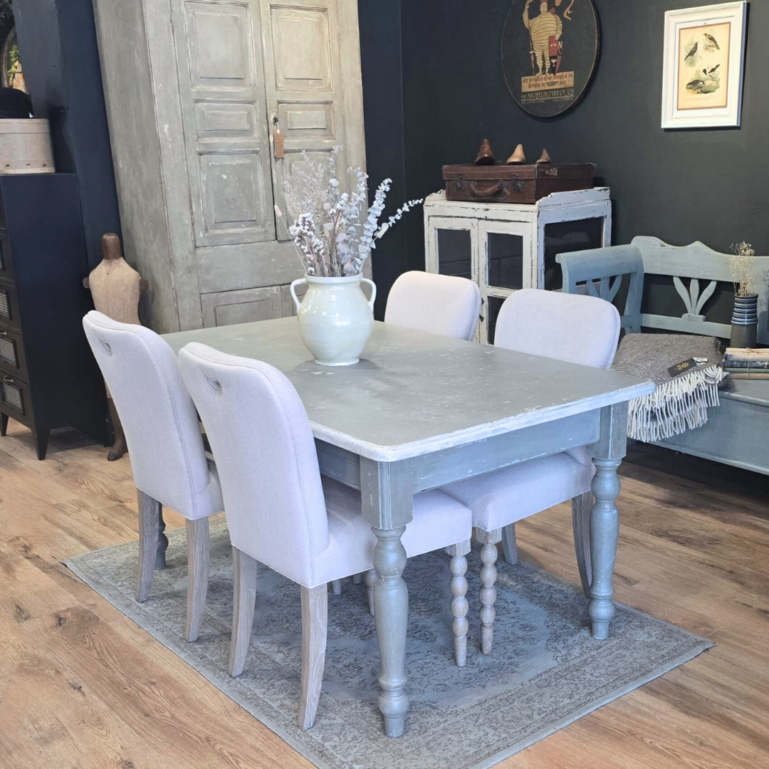 English Farmhouse Painted Grey Pine Table