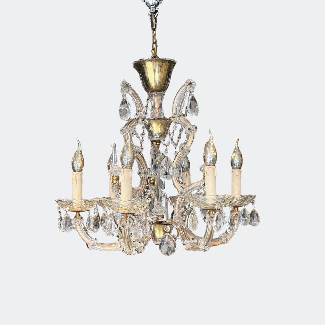 6-Arm Crystal Glass French Chandelier