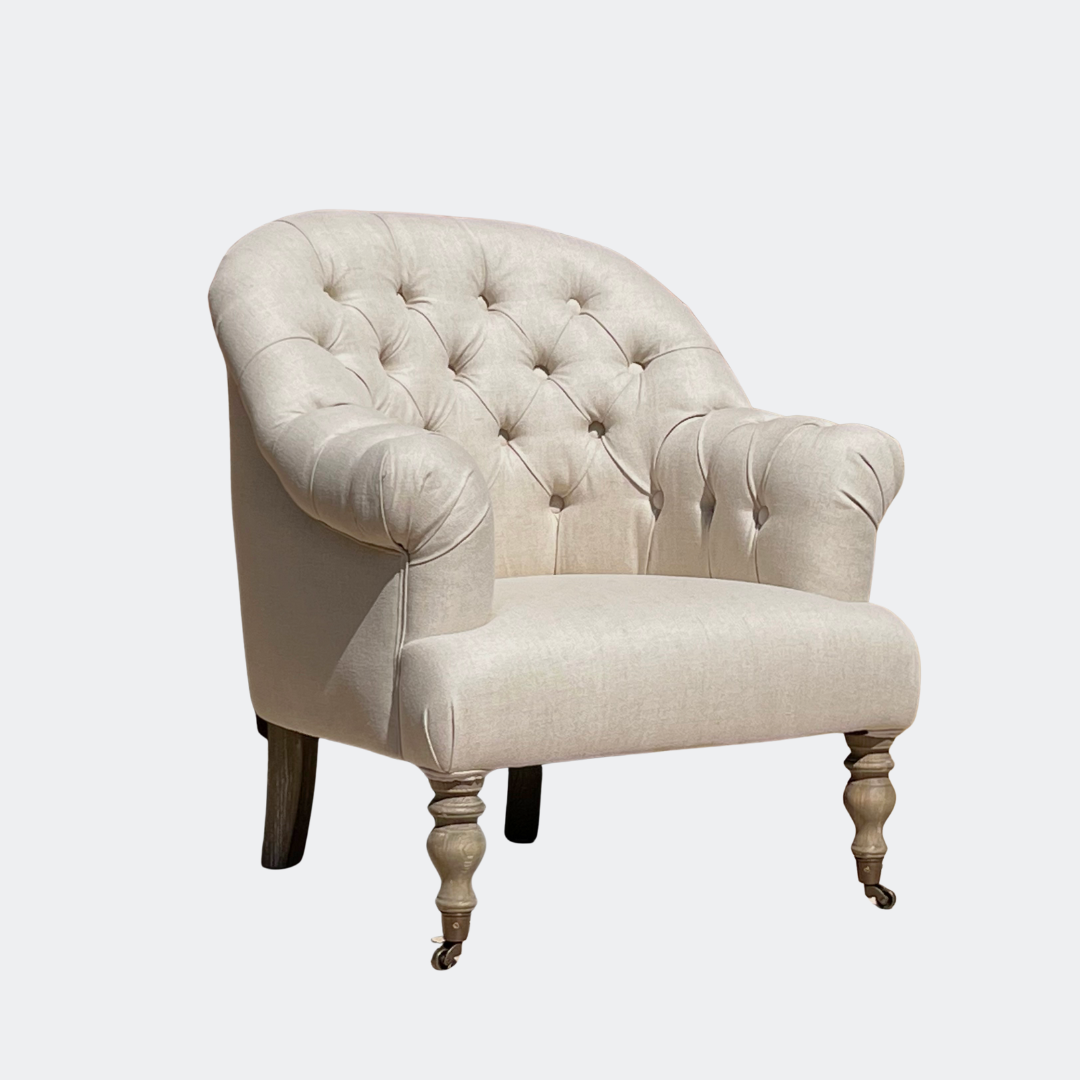 Country Home Button Armchair with Castors