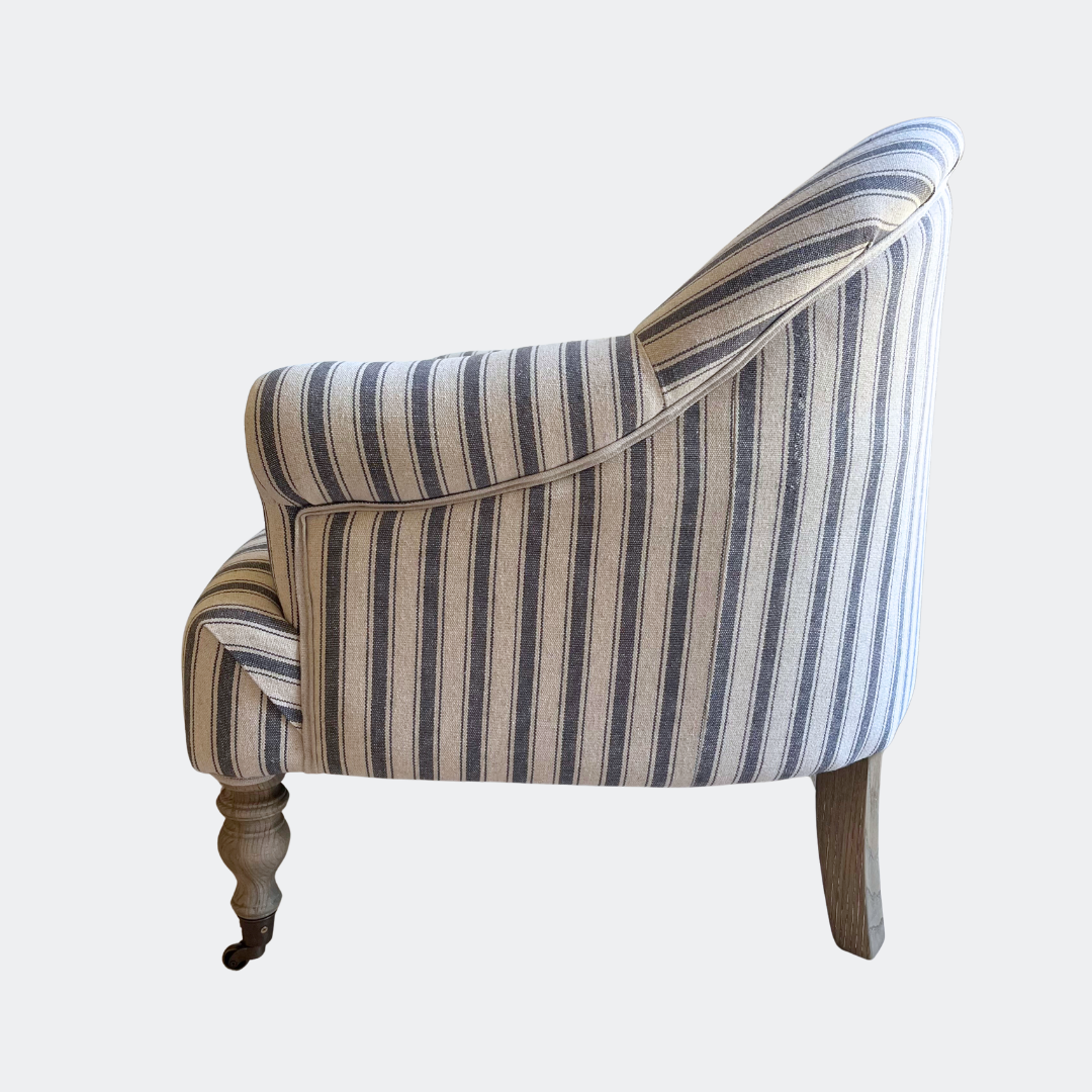 Country Home Armchair in Stripes with Castors