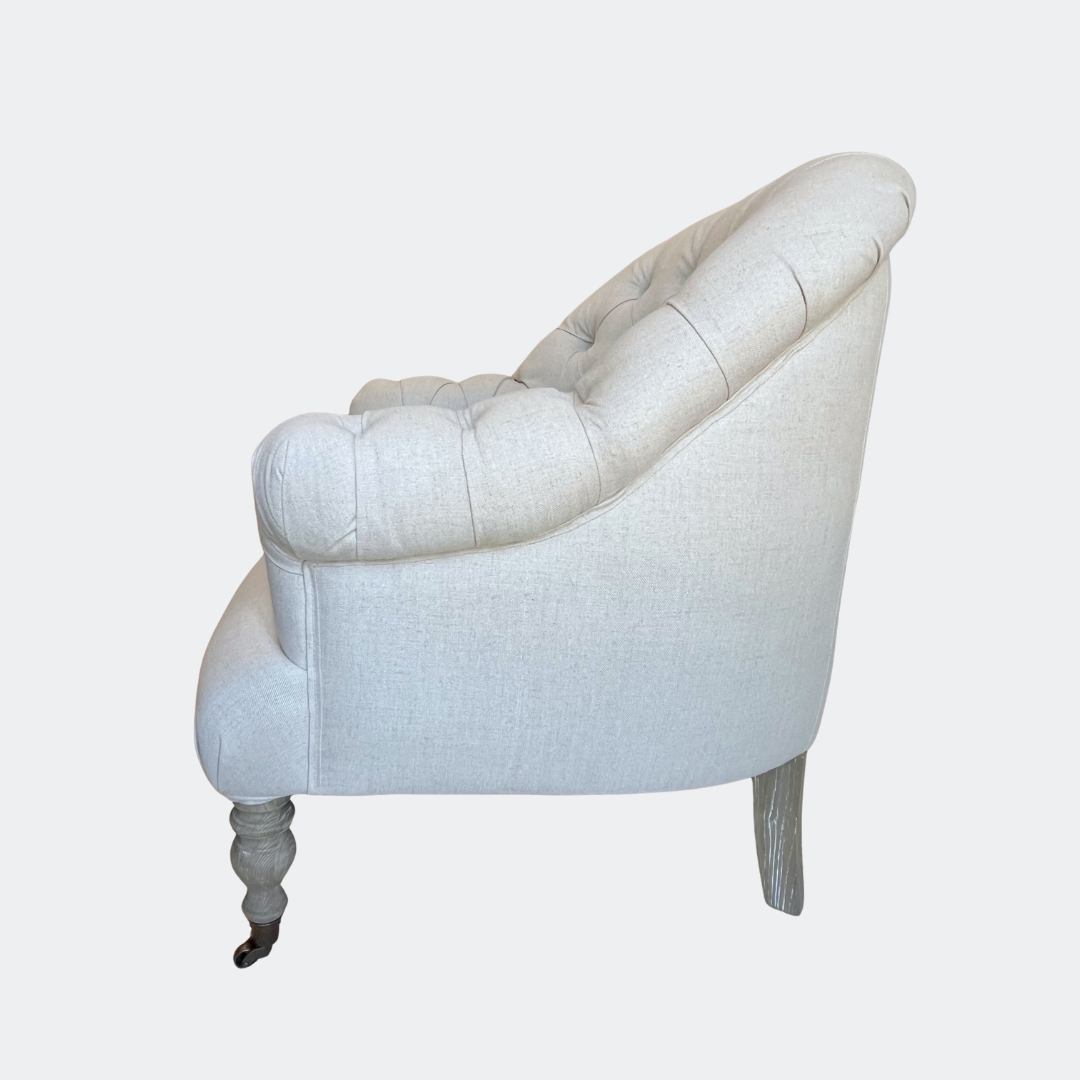Country Home Button Armchair with Castors