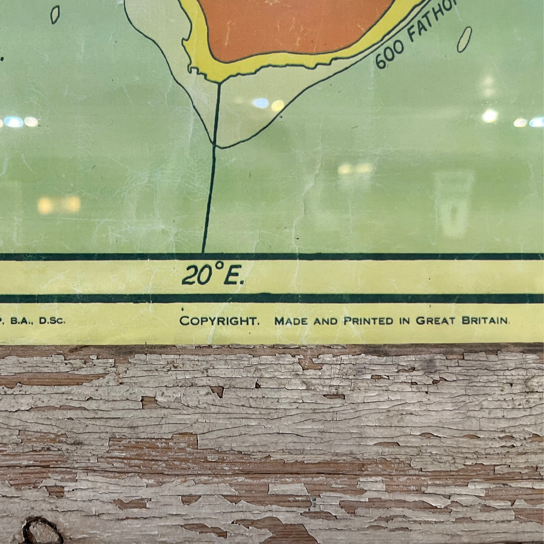 1950s Map of Africa in Pine Rustic Frame
