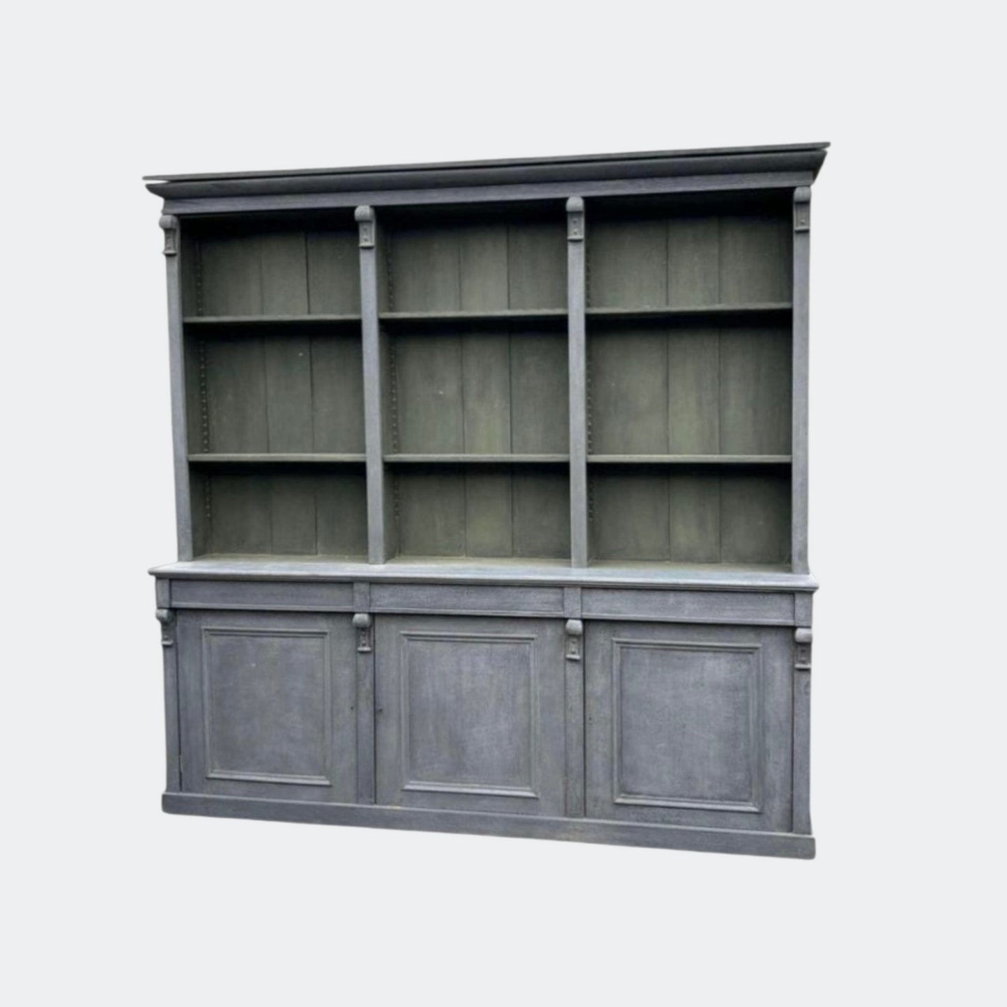 Victorian Grey Painted Library Bookcase with Cabinets
