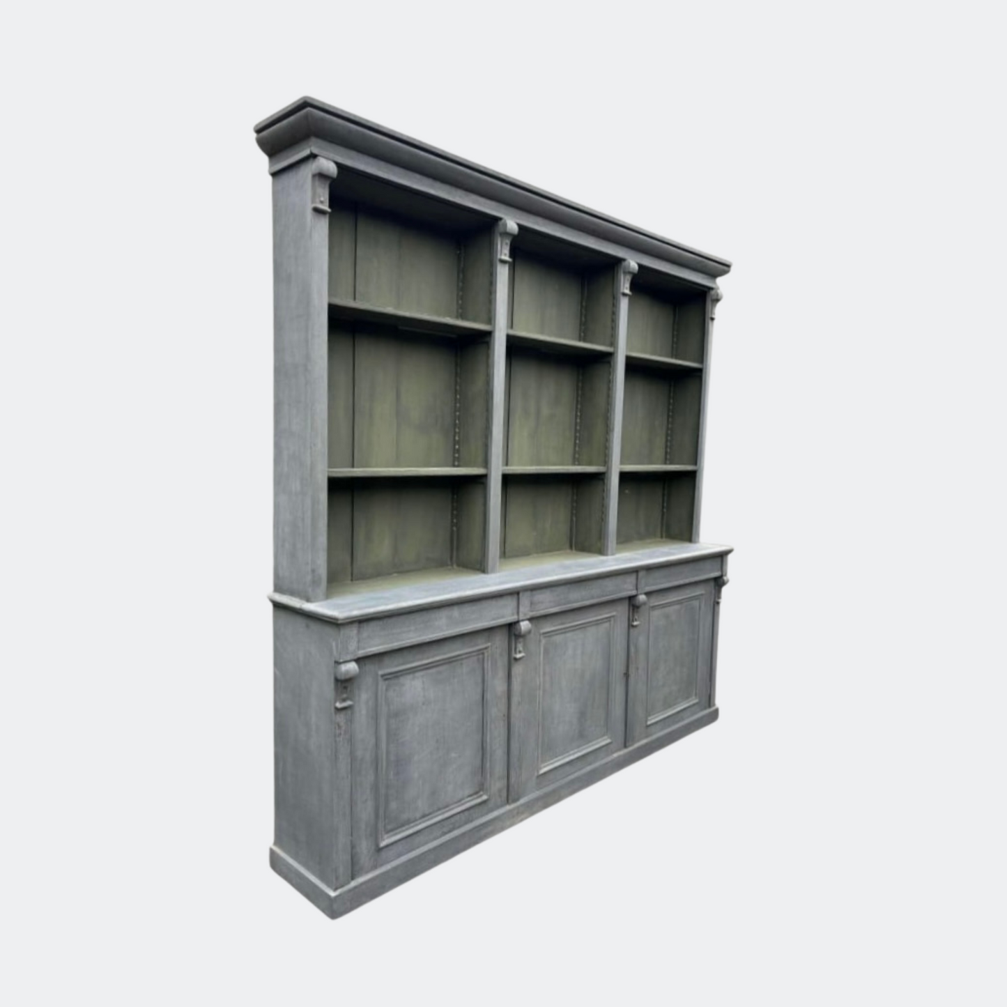 Victorian Grey Painted Library Bookcase with Cabinets