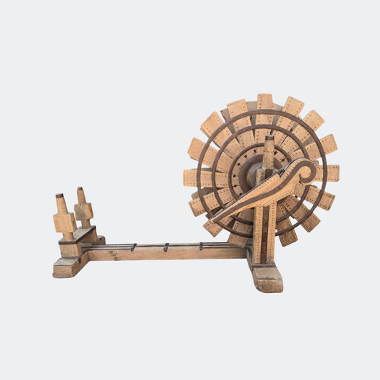 1900s Antique Wooden Indian Silk Floor Charka Spinning Wheel