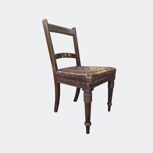 Antique Master's Office Chair with Leather Seat