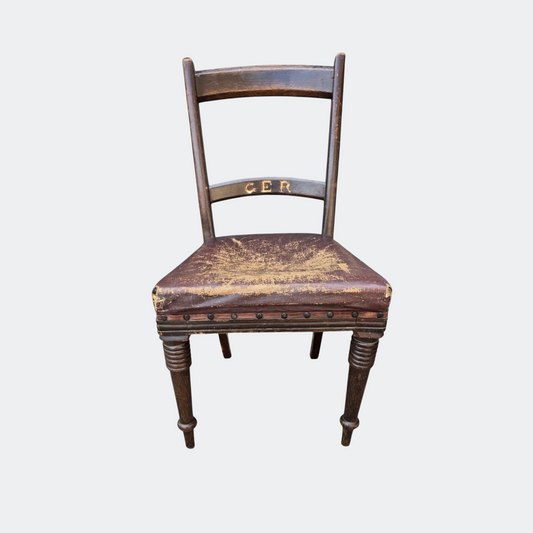 Antique Master's Office Chair with Leather Seat