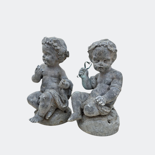 Pair of Antique Spelter Cherubs