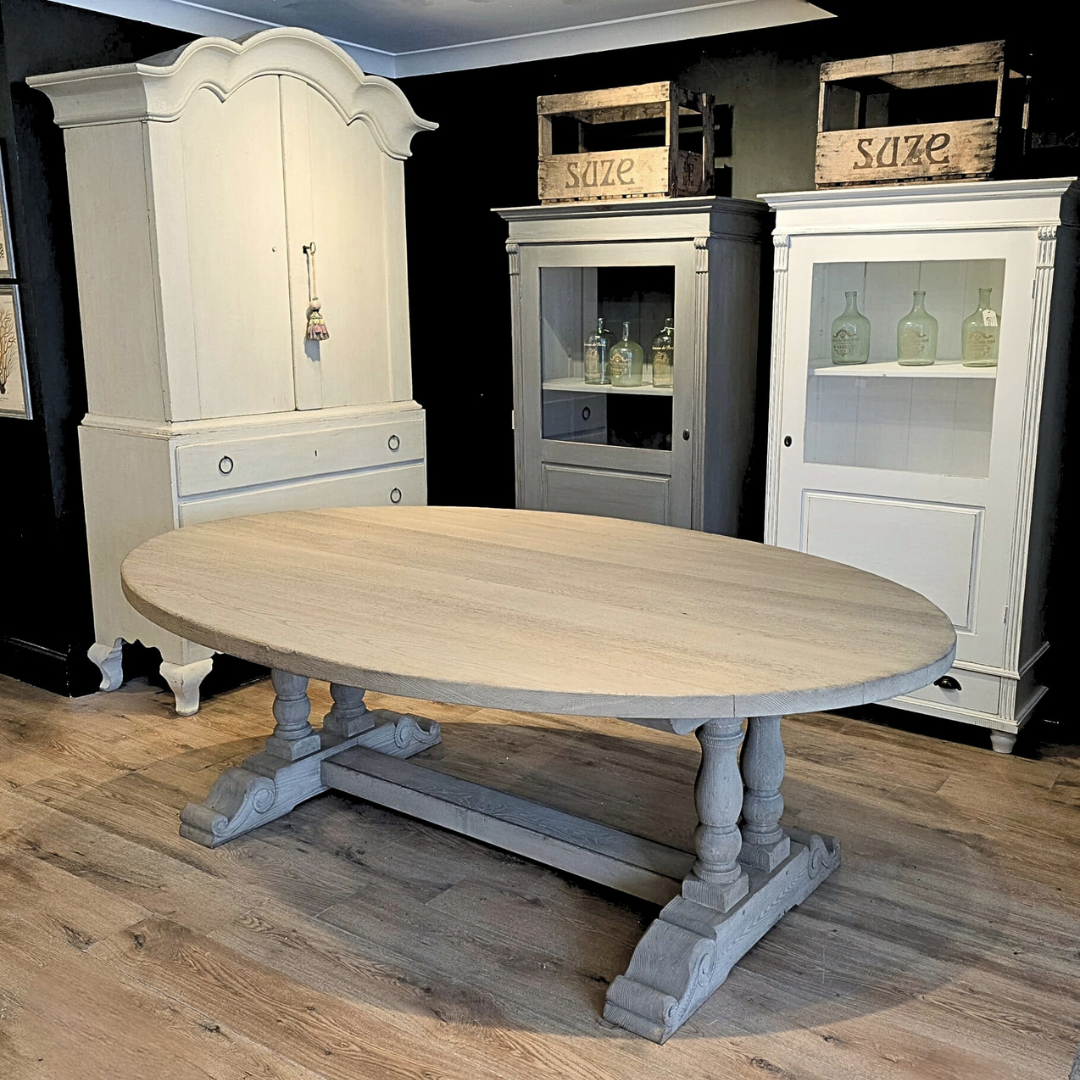 French Style Oak Oval Dining Table