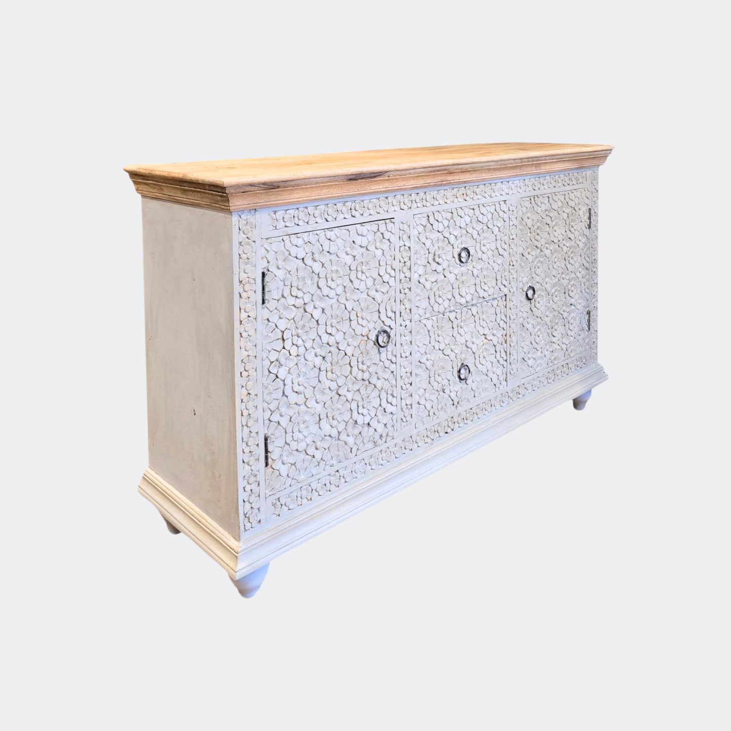 Carved Hand Painted Mango Wood Sideboard