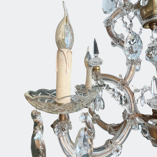 6-Arm Crystal Glass French Chandelier