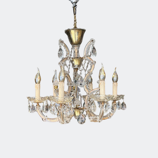 6-Arm Crystal Glass French Chandelier