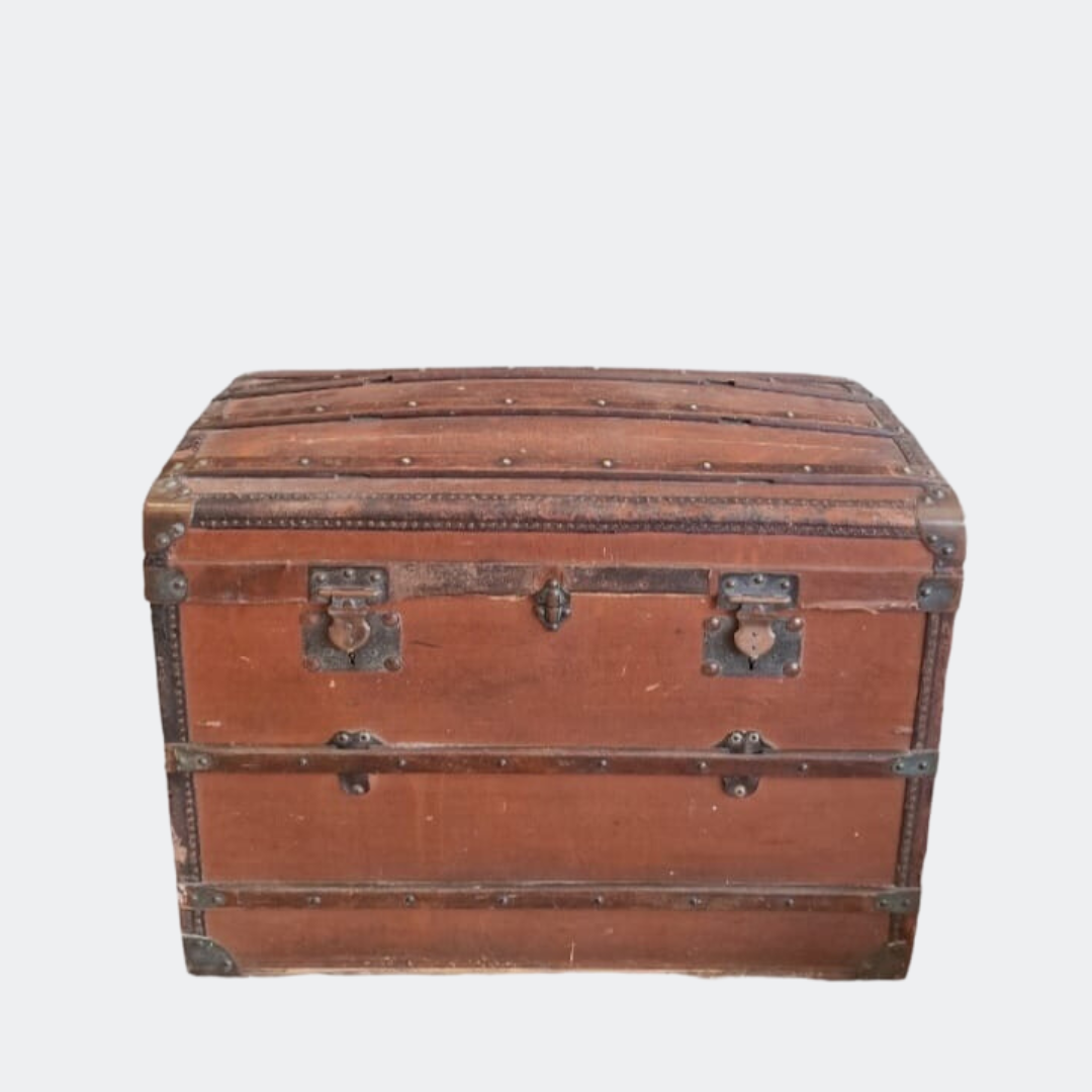 Leather Antique Dome Steamer Trunk