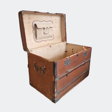 Load image into Gallery viewer, Leather Antique Dome Steamer Trunk

