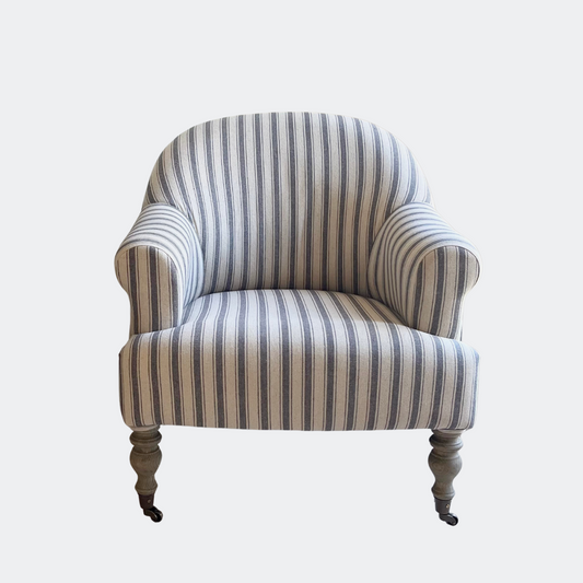 Country Home Armchair in Stripes with Castors
