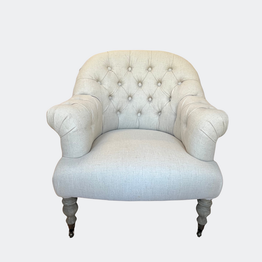 Country Home Button Armchair with Castors