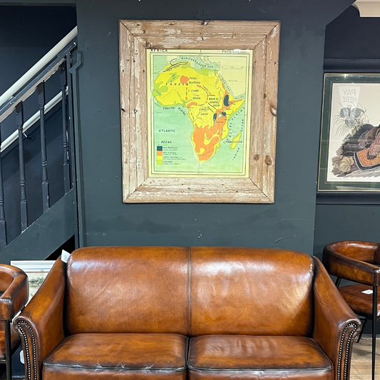1950s Map of Africa in Pine Rustic Frame