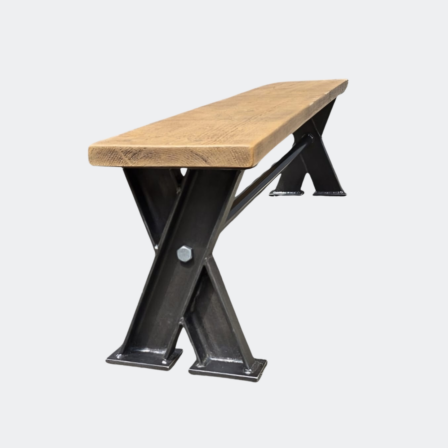 Rustic X-Frame Metal Table Bench