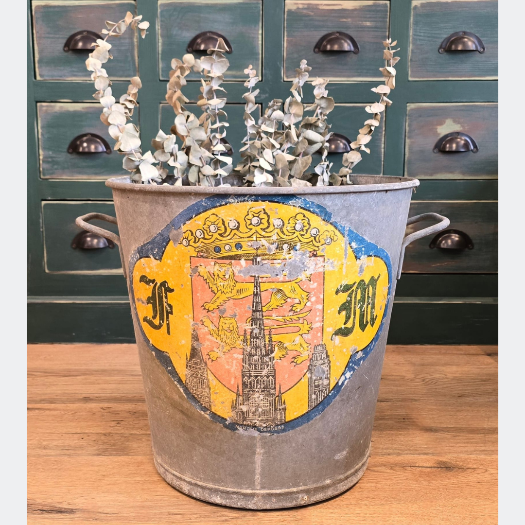 Rustic French Metal Pail Bucket