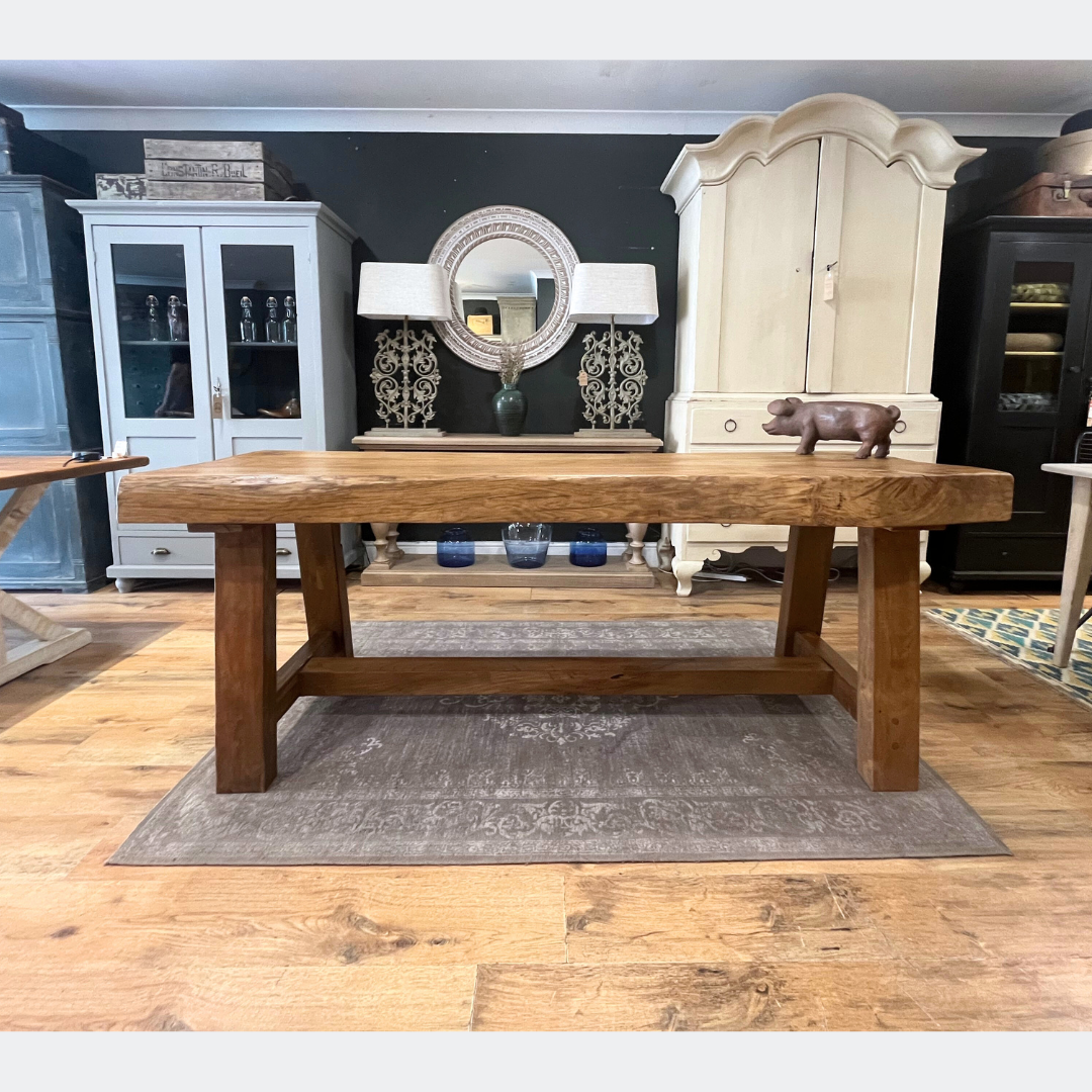 Butcher's Block Rustic Dining Table in Solid Oak