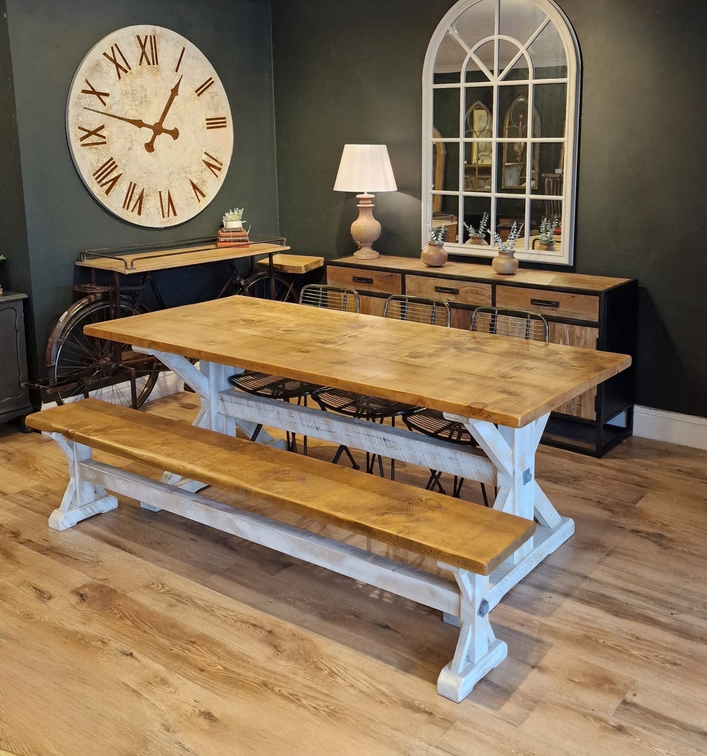 Reclaimed Priory Frame Base Dining Table