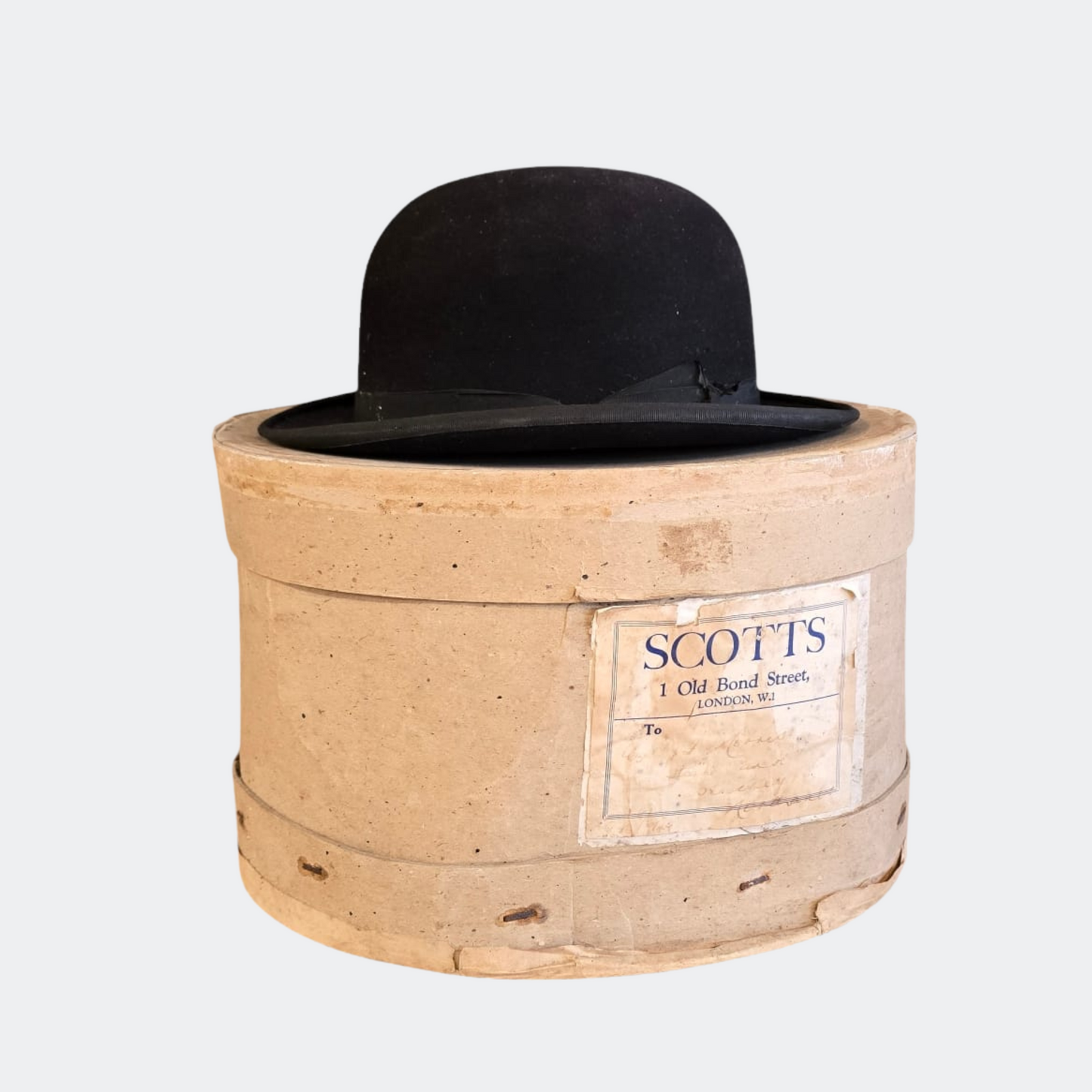 Scott's Black Bowler Hat with Box