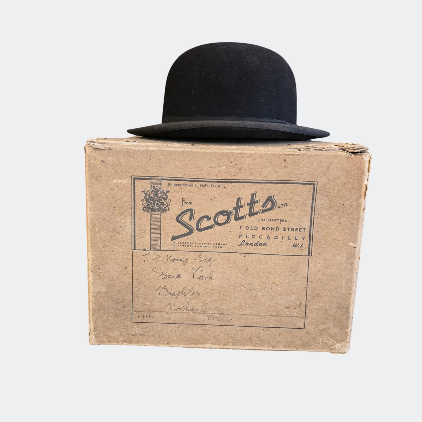 Scott's Black Bowler Hat with Box