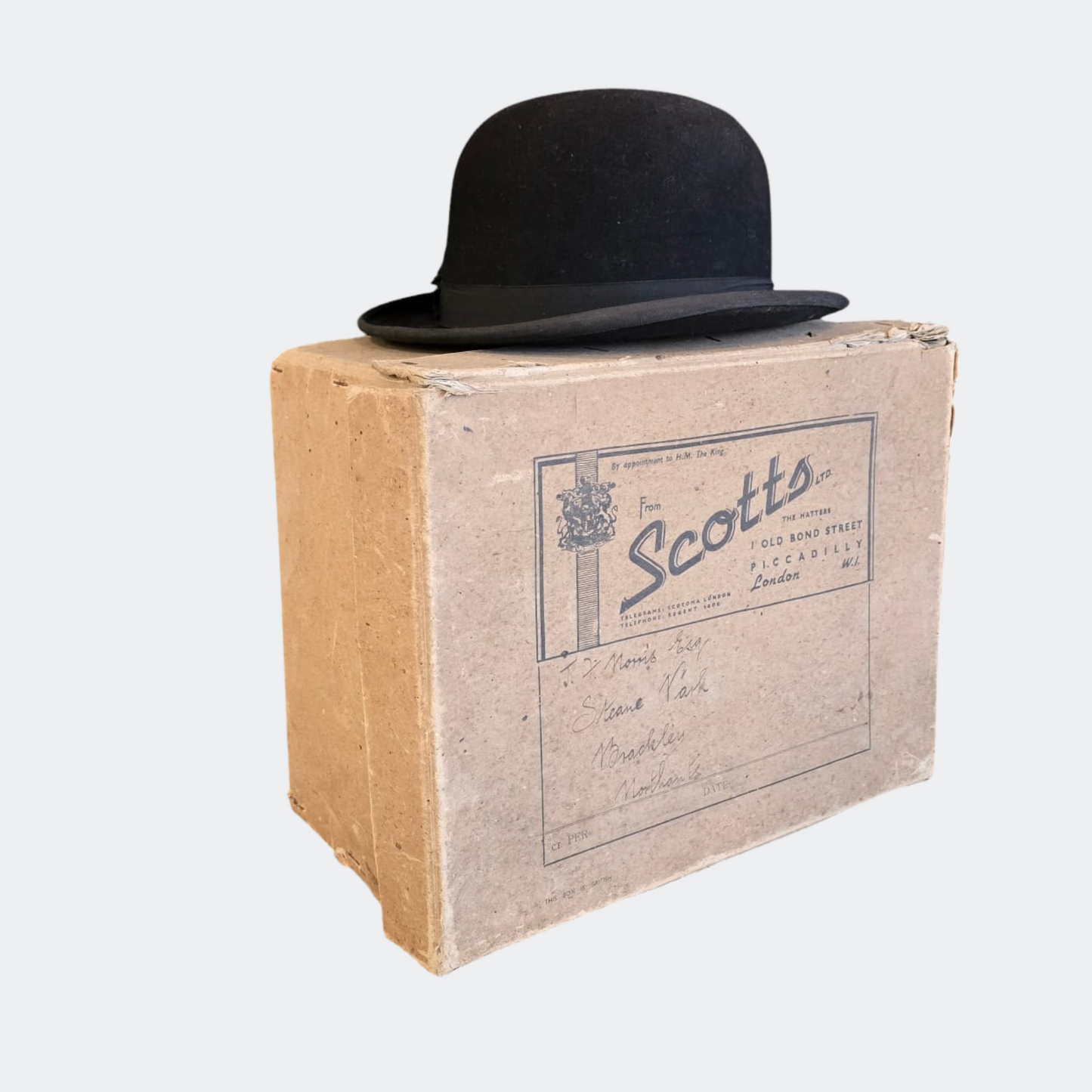 Scott's Black Bowler Hat with Box