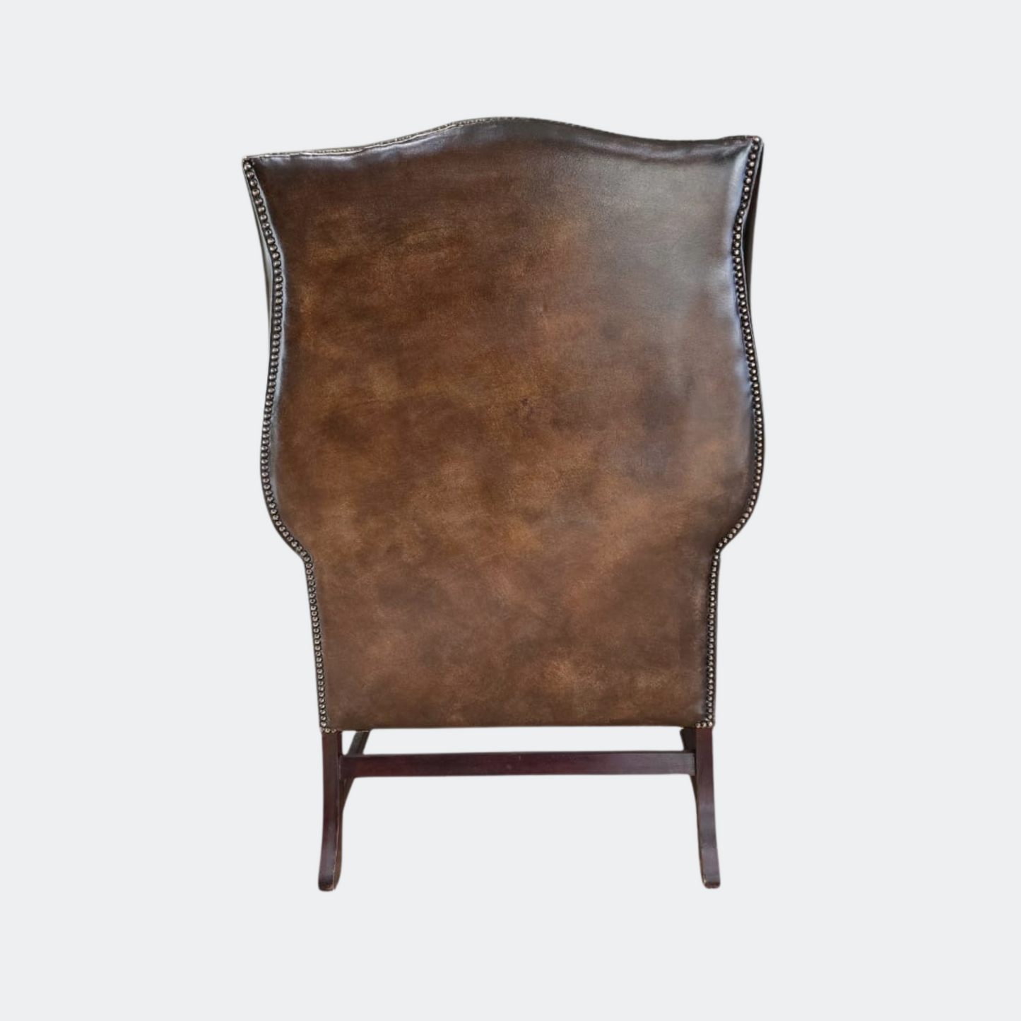 Classic Brown Leather Button Back Wing Armchair