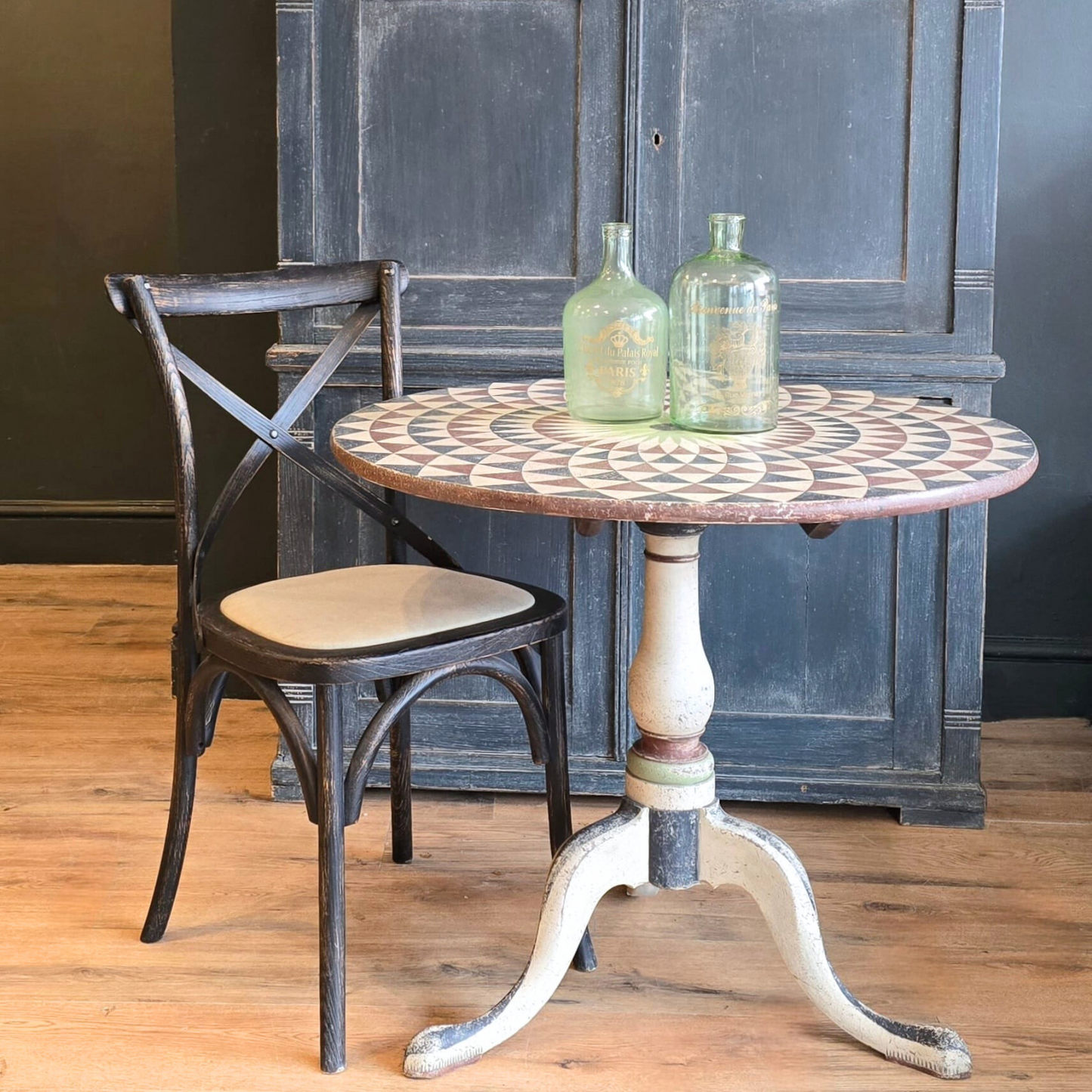 Rustic Tilted Painted Round Table