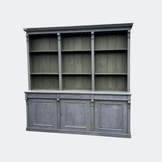 Victorian Grey Painted Library Bookcase with Cabinets