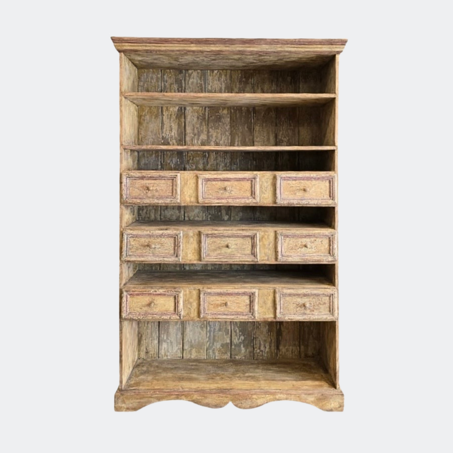 Antique Pine Multi Drawer Bookcase