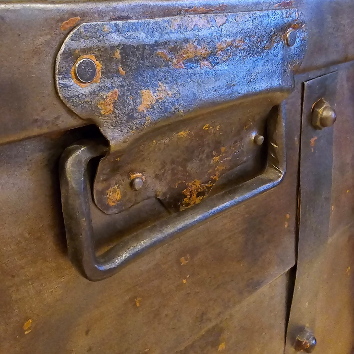 Vintage Industrial Shelf Unit With Storage Trunk