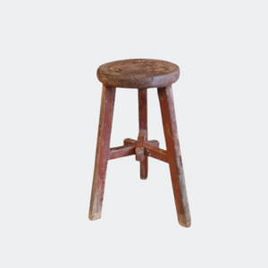 Antique Rustic Milking Stool Side Table