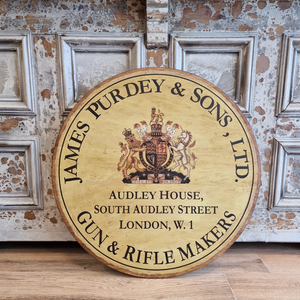 Wooden James Purdey And Sons Gun Makers Sign