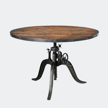 Load image into Gallery viewer, Rustic Round Reclaimed Wood Table with Iron Legs
