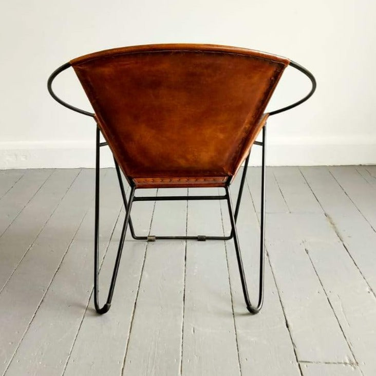 Retro Style Leather Ring Chair
