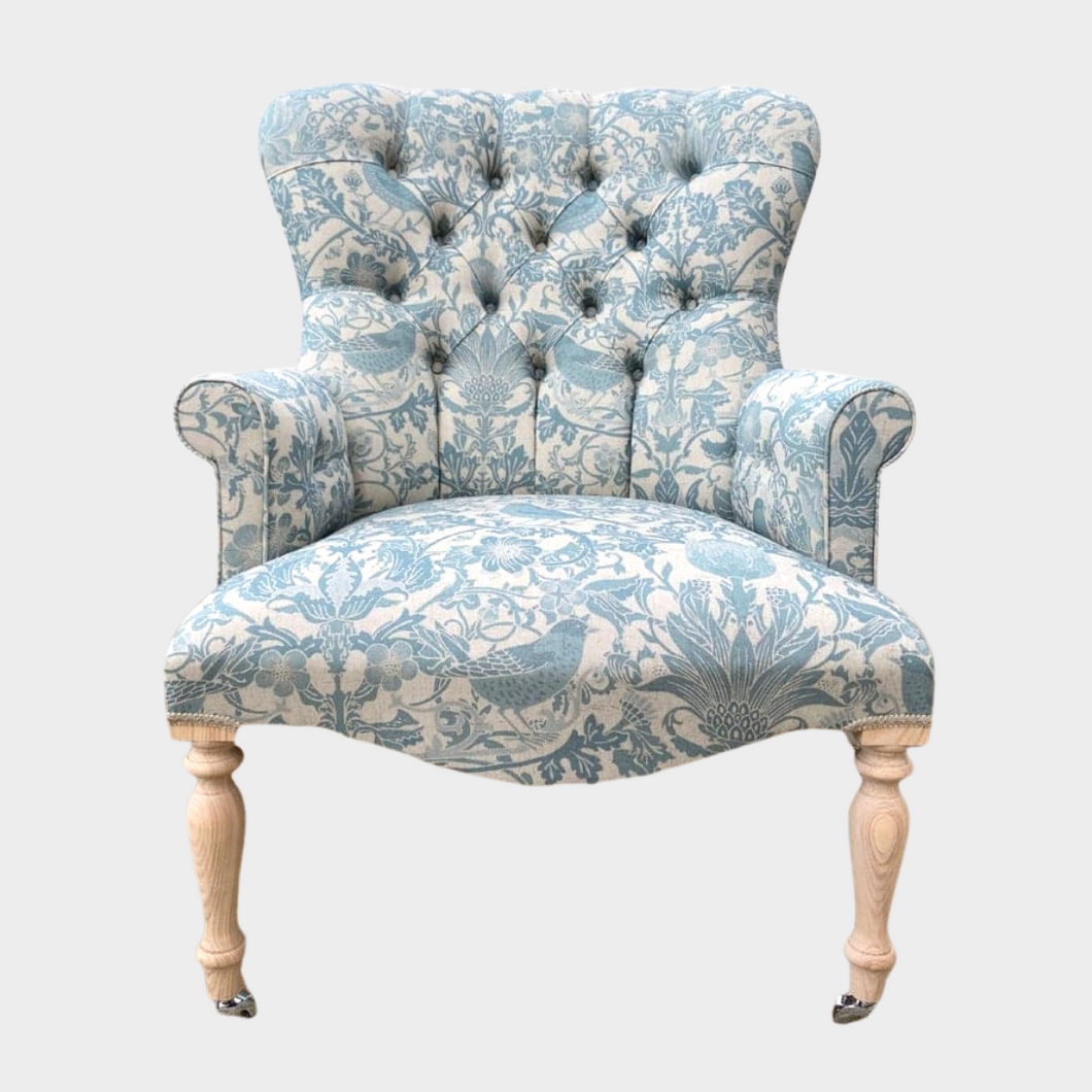 Country Fabric Button Wingback Armchair