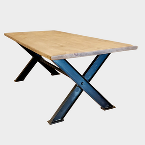 Reclaimed Rustic Wood X-Frame Base Table